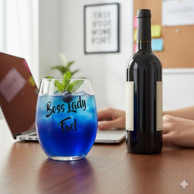 Vaso De Vino Create Your Own Boss Lady Fuel Stemless Wine Glass (Subido por el creador)