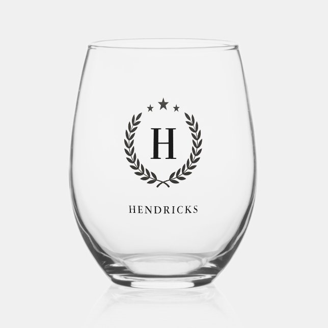 Vaso De Vino Create Your Own Intel Monogram With Laurel wreaths (Reverso )