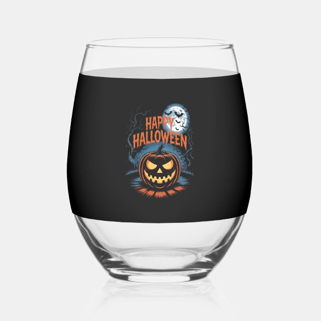 Vaso De Vino Creepy Jack O� Lantern Halloween (Anverso)