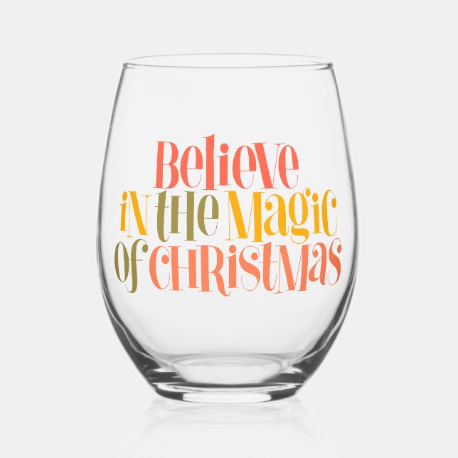 Vaso De Vino Creer en la magia de los Navidades - estilo retro (Anverso)