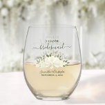 Vaso De Vino Criada de honor donada a dama de honor con rosas b<br><div class="desc">Este conjunto es la elección perfecta para agradecer a las damas de honor y a la dama de honor de su boda. El bonito diseño de la moda boho incluye un ramo de rosas acuáticos y flores pintadas a mano, flores de eucalipto y vegetación en tonos marfil, blanco y crema....</div>