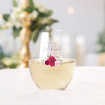 Vaso De Vino Criada de honor donada a novia de color rosa magen<br><div class="desc">Este conjunto es la elección perfecta para agradecer a las damas de honor y a la dama de honor de su boda. El bonito diseño de la moda boho incluye un conjunto de rosas acuáticos pintados a mano en tonos rosa cálido, magenta y rubor, además de brotes de eucalipto y...</div>