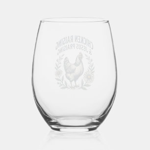 Vaso De Vino Crianza de pollos y alabanza a Jesús vintage galli