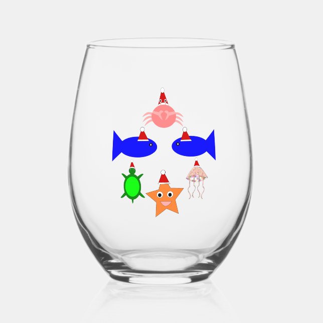 Vaso De Vino Criaturas marinas de los navidades (Anverso)