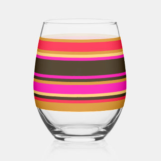 Vaso De Vino Cristal rayado - Oro, rojo y magenta