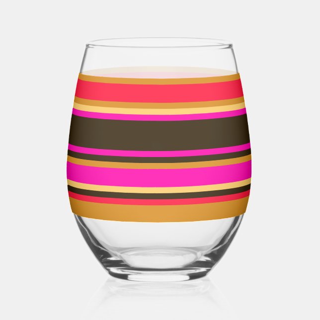Vaso De Vino Cristal rayado - Oro, rojo y magenta (Anverso)