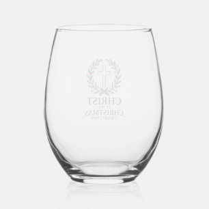 Vaso De Vino Cristo es mi tradición de Navidad Diseño de cruz v