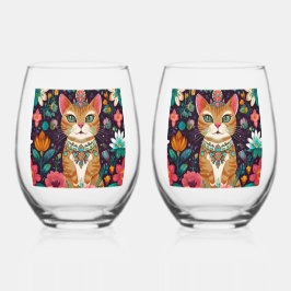 Vaso De Vino Crowned Bejewelled Cat     