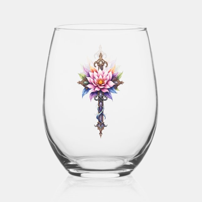 Vaso De Vino Cruz de Loto Celestial (Anverso)
