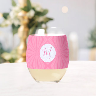 Vaso De Vino Cuadrados ondulados rosados claros inicial persona