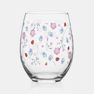 Vaso De Vino Cuadybug Polka dot Daisy Flower Nature Pattern