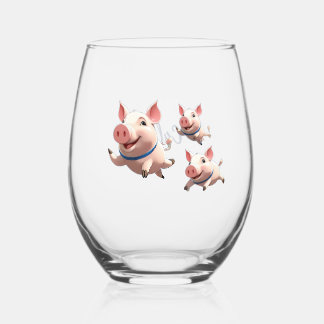Vaso De Vino Cuando los cerdos vuelen divertidos cerdos volador