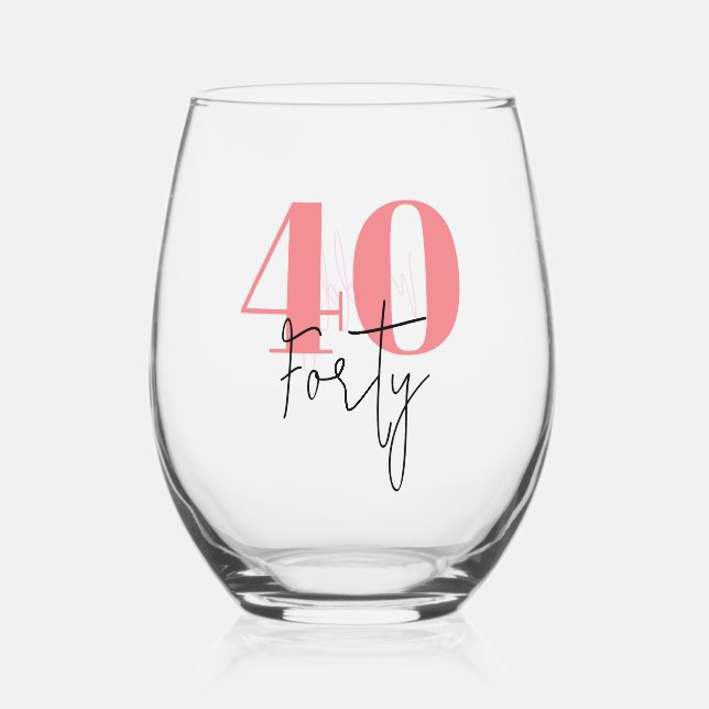Vaso De Vino Cumpleaños 40 personalizado (Anverso)
