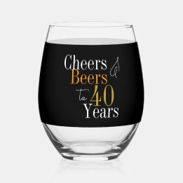Vaso De Vino Cumpleaños 40 Personalizado Salud Cerveza Negro Or
