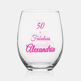Vaso De Vino Cumpleaños 50 y fabuloso Rosa Negro 50