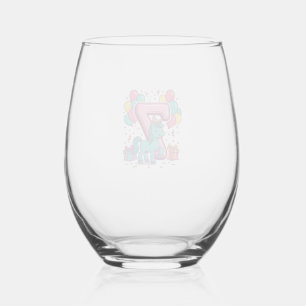 Vaso De Vino Cumpleaños 7 del caballo Diseño de vector de pony