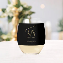 Vaso De Vino Cumpleaños cincuenta Moderno Cincuenta y Fabuloso