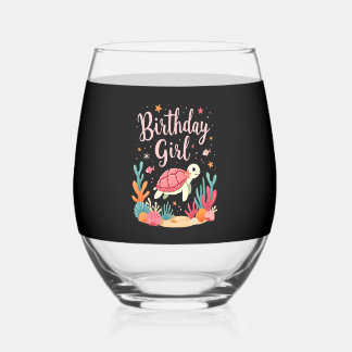 Vaso De Vino Cumpleaños de la Tortuga Marina Tema Cumpleaños Fi