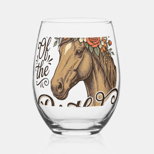 Vaso De Vino Cumpleaños de Mamá Floral Horse Western Vintage Sh
