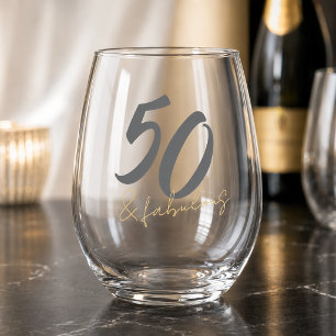Vaso De Vino Cumpleaños moderno 50 y fabuloso