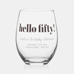 Vaso De Vino Cumpleaños número 50 personalizado Bold Brown Mode