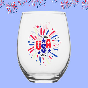 Vaso De Vino Cumpleaños Patriótico Rojo Blanco Azul de EE. UU.