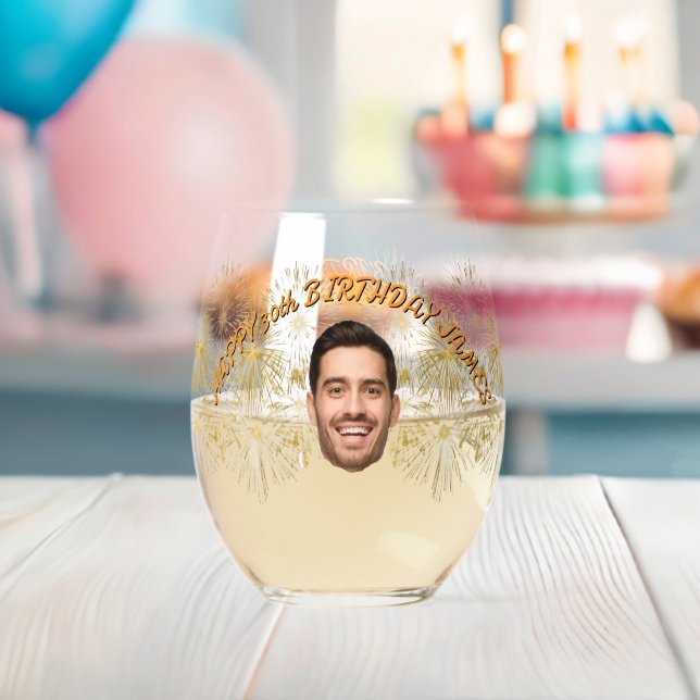 Vaso De Vino Cumpleaños personalizado 20 30 40 50 60 (Insitu (Baby Shower))