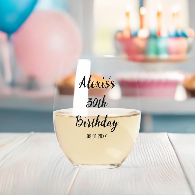 Vaso De Vino Cumpleaños personalizado 20 30 40 50 60 70 (Insitu (Baby Shower))