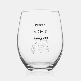 Vaso De Vino Cumples 21 años legal Personalizado cumpleaños