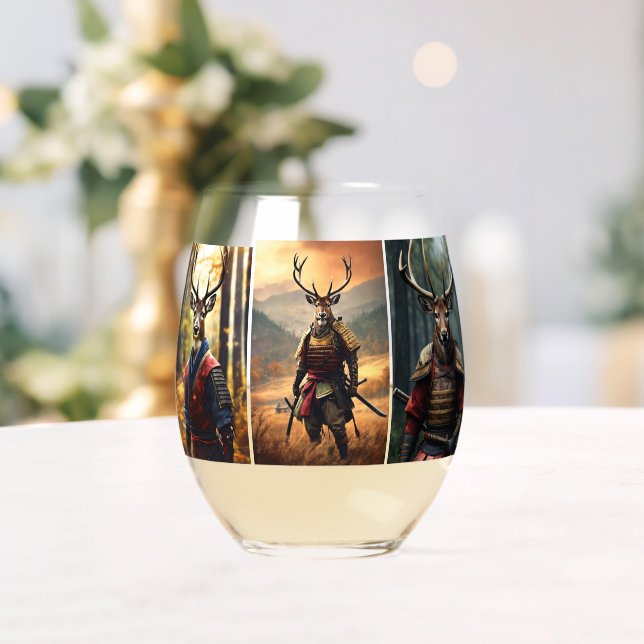 Vaso De Vino Curiosidad Majestuosa: ciervo rojo en el bosque (Insitu (Boda))