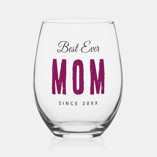 Vaso De Vino Custom Massage Best Ever Mom – Personalized Gift (Anverso)