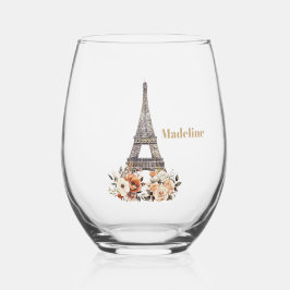 Vaso De Vino Custom Paris Eiffel Tower Beautiful Floral