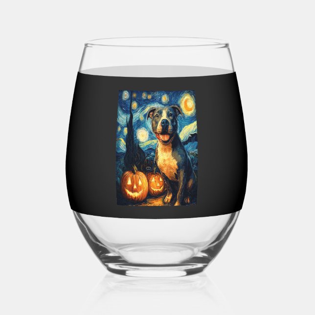 Vaso De Vino Cute American Staffordshire Terrier Dog Halloween  (Anverso)