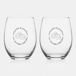 Vaso De Vino Cute Anillos Bodas entrelazados - Boda personaliza