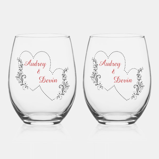 Vaso De Vino Cute Boda Keepsake (Anverso)