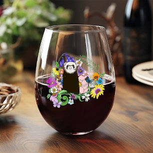 Vaso De Vino Cute Chocolate Sable Ferret Floral Verde