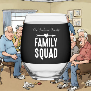 Vaso De Vino Cute Family squad agrega reunión de nombres