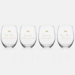 Vaso De Vino Cute Gold Polka Dots Vintage Bow Tie Groomsman