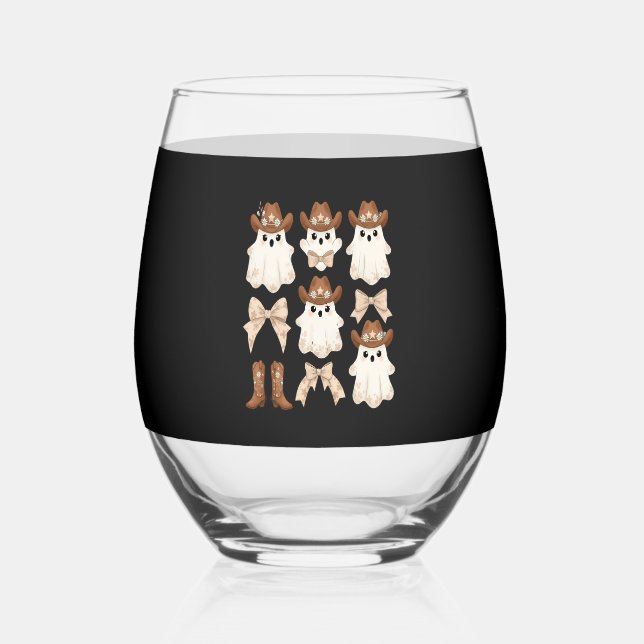Vaso De Vino Cute Halloween Cowboy Ghost (Anverso)