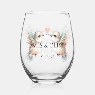 Vaso De Vino Cute Hummingbird Bodas Glass