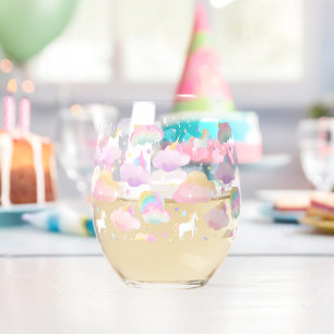 Vaso De Vino Cute Rainbow unicorn unicornio cumpleaños niños mo
