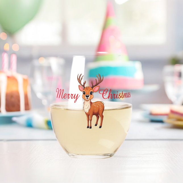 Vaso De Vino Cute reindeer Christmas Party (Insitu (Cumpleaños))