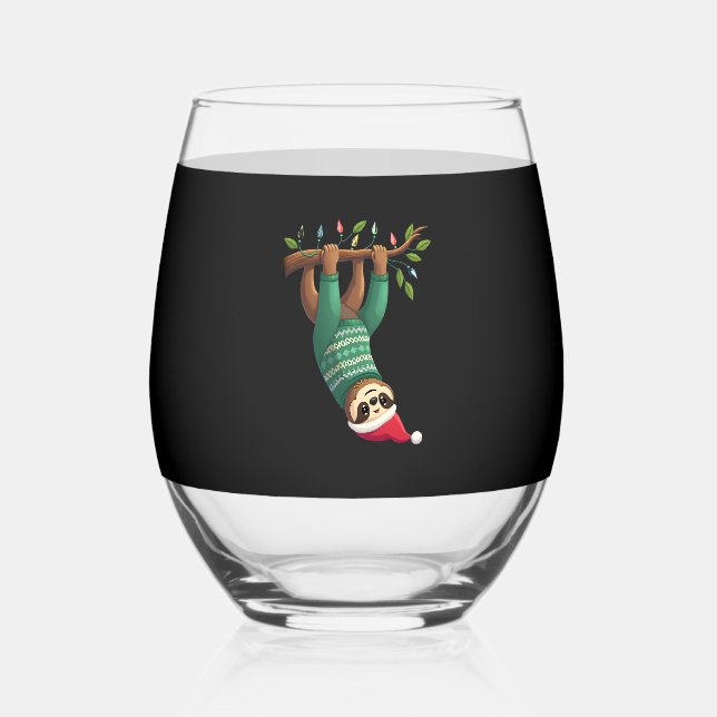 Vaso De Vino Cute Xmas Sloth Santa Hat Christmas Sloth - Tree L (Anverso)