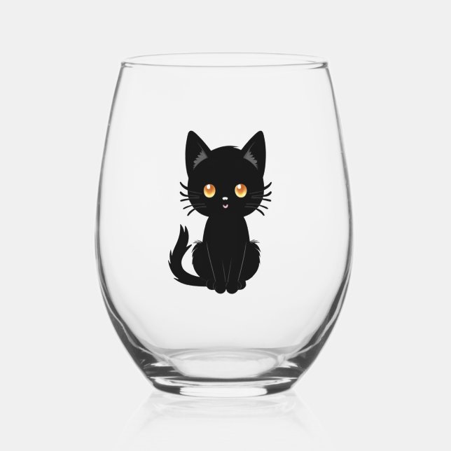 Vaso De Vino Cuto gato negro 2 (Anverso)