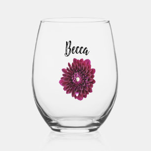 Vaso De Vino Dahlia Flor Personalizada de Color Púrpura Intenso