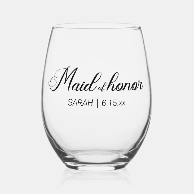 Vaso De Vino Dama de Honor Fiesta de Despedida de Soltera (Anverso)