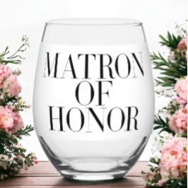 Vaso De Vino Dama de Honor Negro Moderno Elegante Personalizado