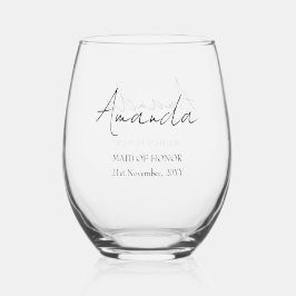 Vaso De Vino Dama de Honor Nombre Personalizado Gracias