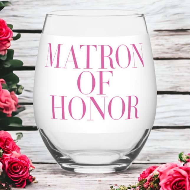 Vaso De Vino Dama de Honor Rosa Moderno Elegante Personalizado  (Subido por el creador)
