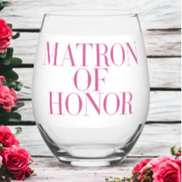 Vaso De Vino Dama de Honor Rosa Moderno Elegante Personalizado